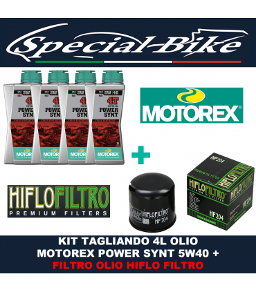 Kit Tagliando moto 4L Motorex Power synt 5W40 + Filtro olio Hiflo