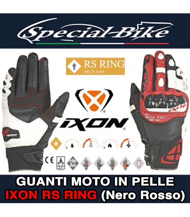 Guanti Racing IXON RS RING Nero Rosso Bianco