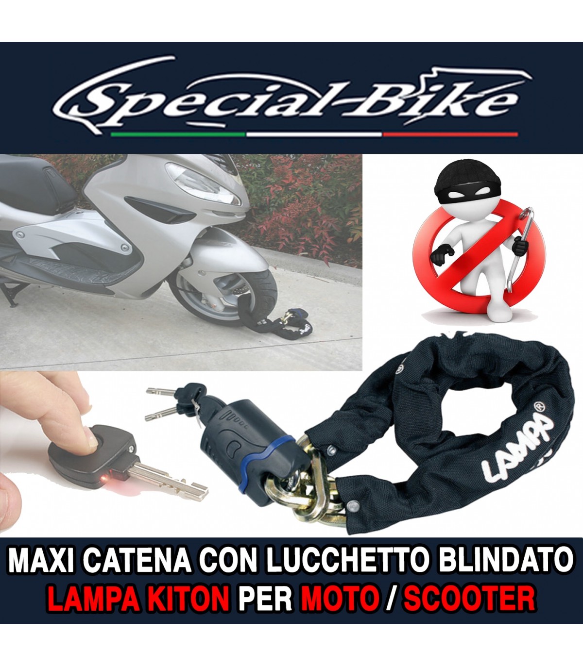 Kit Antifurto Lucchetto e Catena 150 cm in Acciaio per Moto Scooter T.J.  Marvin Z021 Blu – acquista su Giordano Shop