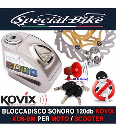 Bloccadisco Sonoro 120db per Moto Scooter KOVIX KD6 Perno 6mm in Acciaio