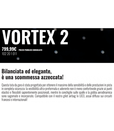 TUTA RACING IN PELLE IXON VORTEX 2 Nero Bianco Blu