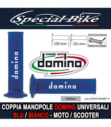 Manopole Domino Road per moto e scooter Blu Bianco