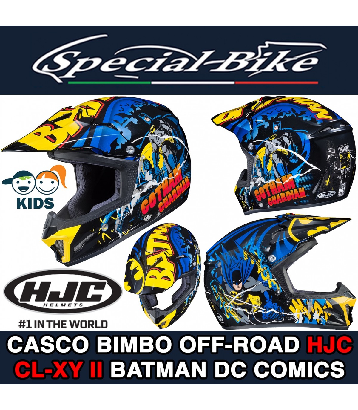 Casco Motocross Bambini HJC CL-XY II BATMAN DC COMICS
