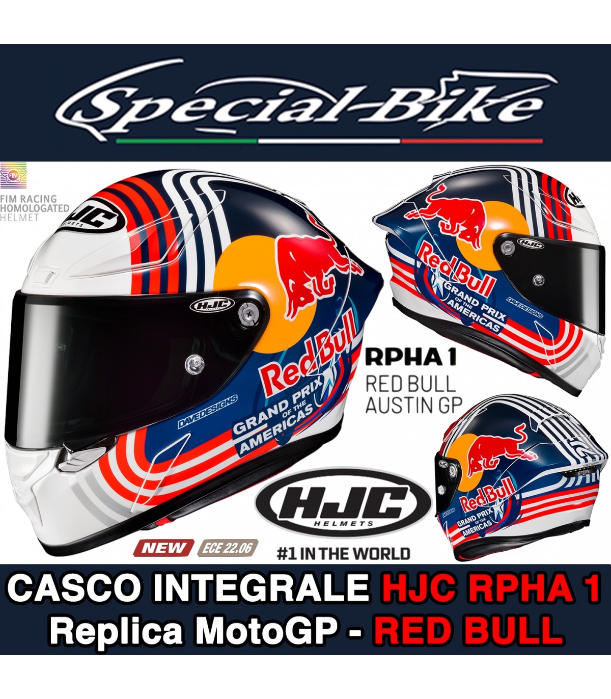 Casco Integrale HJC RPHA1 RED BULL AUSTIN GP - Limited Edition