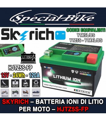 Batteria Moto SKYRICH IONI DI LITIO HJTZ5S-FP 12V 24Wh 120A