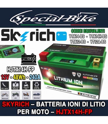 Batteria Moto SKYRICH IONI DI LITIO HJTX14H-FP 12V 48Wh 240A