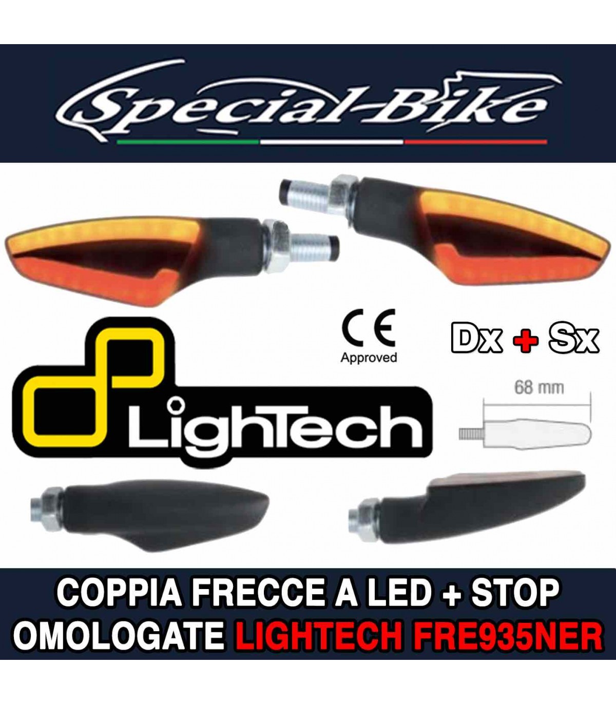 Lightech coppia frecce moto tecnologia led frecce stop posizione