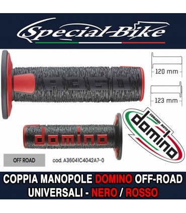 Coppia Manopole Domino A360 Off Road per Moto Nero Rosso