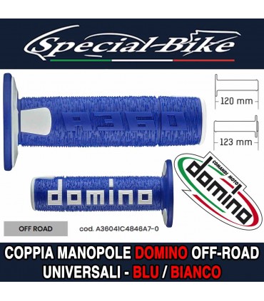 Coppia Manopole Domino A360 Off Road per Moto Blu Bianco