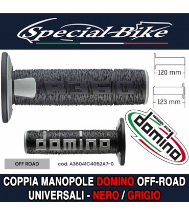 Coppia Manopole Domino A360 Off Road per Moto Nero Grigio