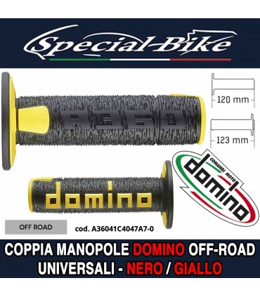 Coppia Manopole Domino A360 Off Road per Moto Nero Giallo