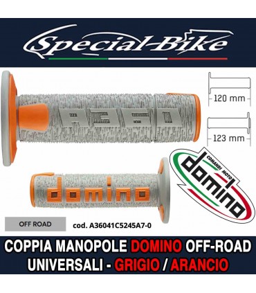 Coppia Manopole Domino A360 Off Road per Moto Grigio Arancio