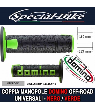 Coppia Manopole Domino A360 Off Road per Moto Nero Verde