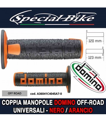 Coppia Manopole Domino A360 Off Road per Moto Nero Arancio