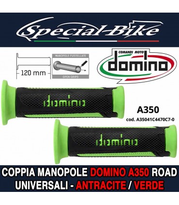 Coppia Manopole Domino A350 Road per Moto Scooter Antracite Verde