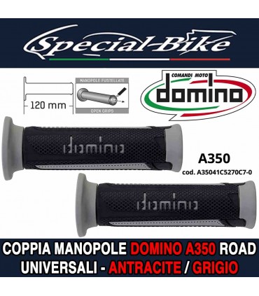 Coppia Manopole Domino A350 Road per Moto Scooter Antracite Grigio