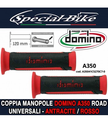Coppia Manopole Domino A350 Road per Moto Scooter Antracite Rosso
