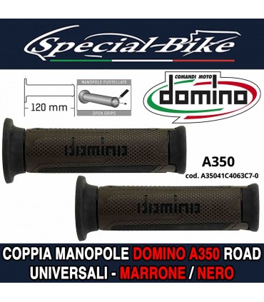 Coppia Manopole Domino A350 Road per Moto Scooter Marrone Nero