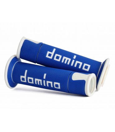 Coppia Manopole Domino A450 Road Racing per Moto Blu Bianco