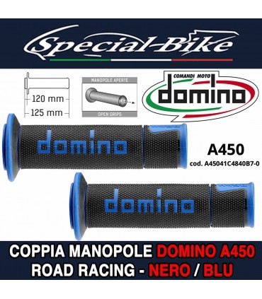 Coppia Manopole Domino A450 Road Racing per Moto Nero Blu
