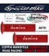 Coppia Manopole Domino A010 Road Racing per Moto Rosso Bianco