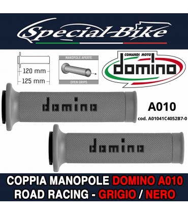 Coppia Manopole Domino A010 Road Racing per Moto Grigio Nero