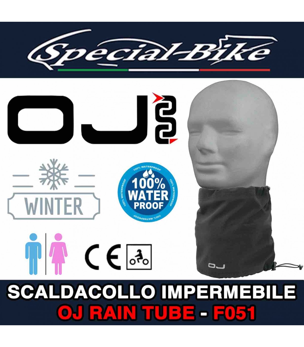 Scaldacollo Moto Impermeabile OJ RAIN TUBE F051 Nero
