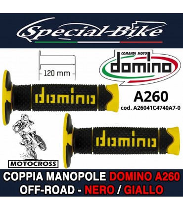 Coppia Manopole Moto Off-Road Domino A260 Nero Giallo