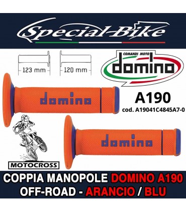 Coppia Manopole Moto Off-Road Domino A190 Arancio Blu