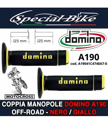 Coppia Manopole Moto Off-Road Domino A190 Nero Giallo