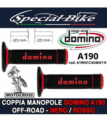 Coppia Manopole Moto Off-Road Domino A190 Nero Rosso