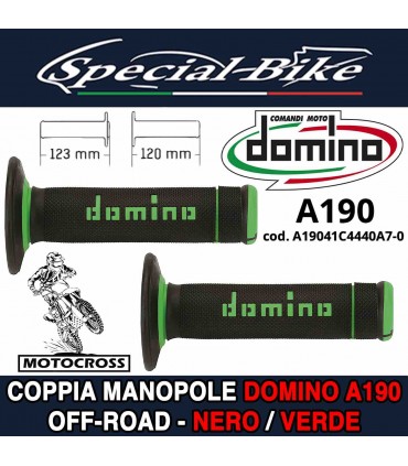 Coppia Manopole Moto Off-Road Domino A190 Nero Verde