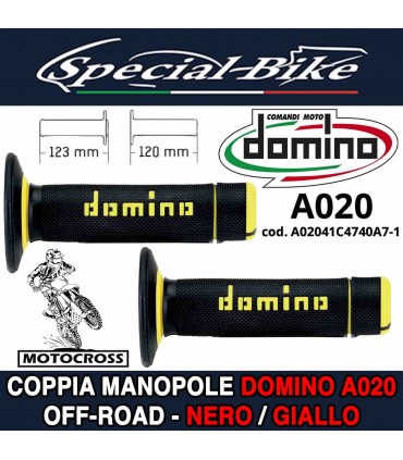 Coppia Manopole Moto Off-Road Domino A020 Nero Giallo