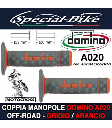 Coppia Manopole Moto Off-Road Domino A020 Grigio Arancio