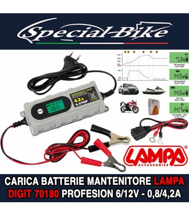 Carica Batterie Mantenitore LAMPA DIGIT 70180 PROFESION 6/12V - 0,8/4,2A