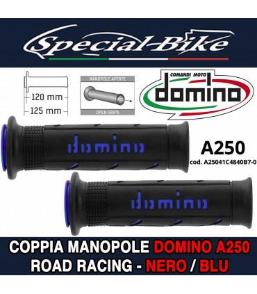 Coppia Manopole Domino A250 Road Racing per Moto Nero Blu