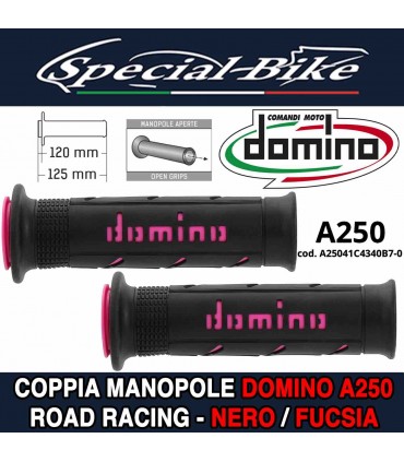 Coppia Manopole Domino A250 Road Racing per Moto Nero Fucsia