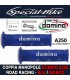 Coppia Manopole Domino A250 Road Racing per Moto Blu Bianco