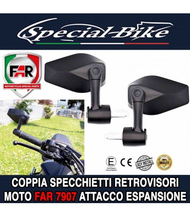Coppia Specchietti Retrovisori Moto FAR 7907 Attacco Espansione