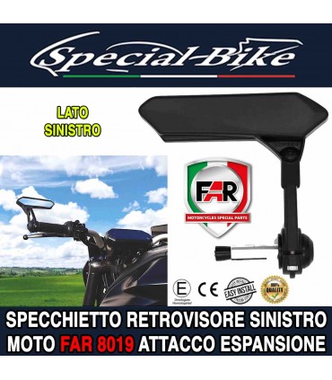 Specchietto Retrovisore Sinistro Moto FAR 8019 Attacco Espansione