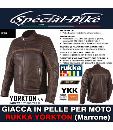 Giacca Moto in Pelle RUKKA YORKTON Marrone