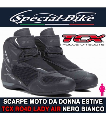 Scarpe Moto da Donna Estive TCX RO4D LADY AIR Traforate Nero Bianco