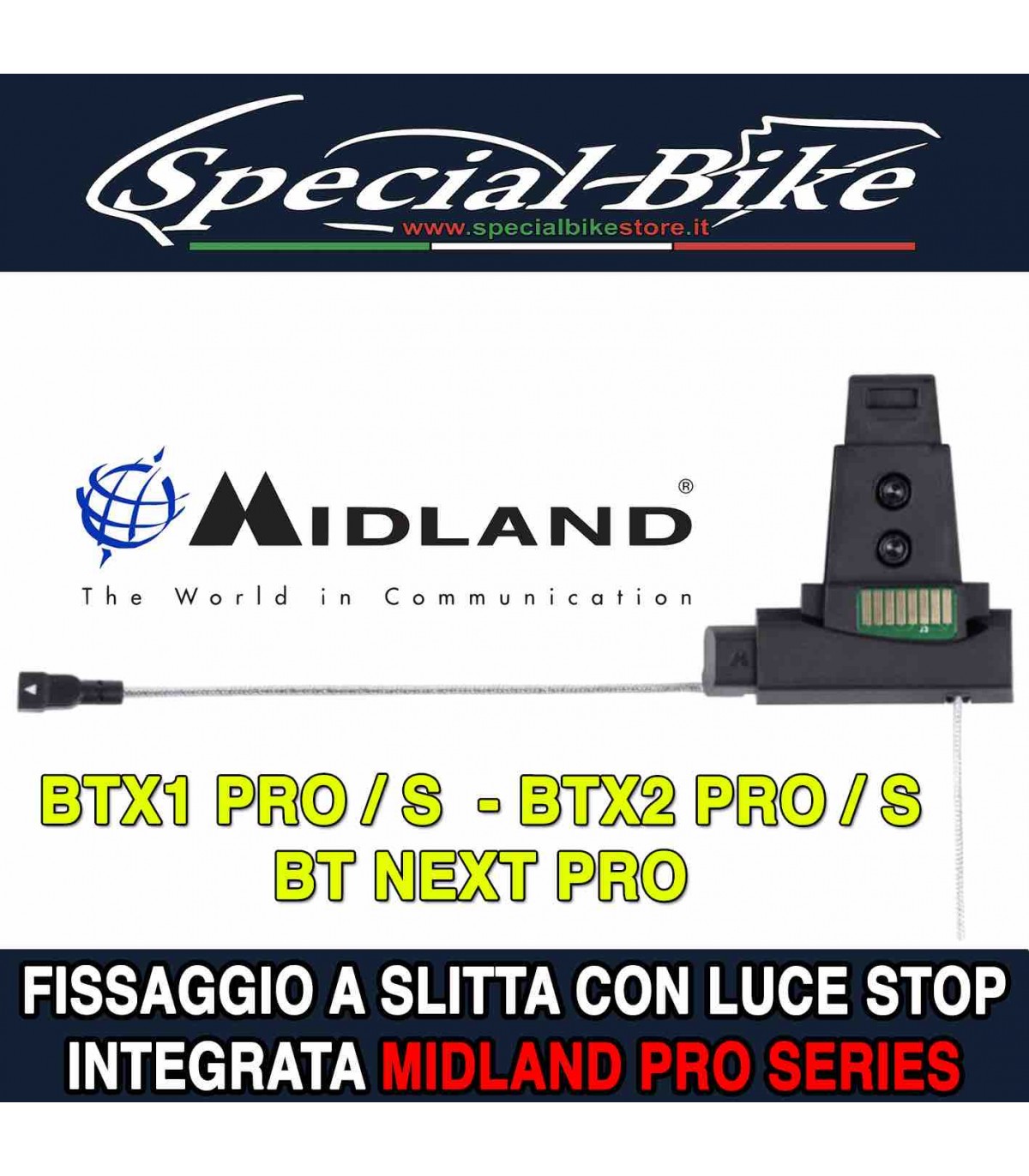 Fissaggio a Slitta con luce stop integrata Midland Pro Series R74280