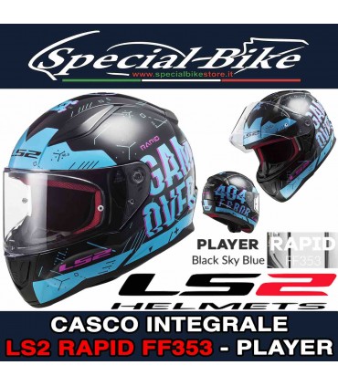 Casco Integrale LS2 FF353 RAPID PLAYER Nero Blu Sky