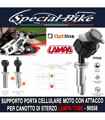 Supporto Porta Telefono Con Attacco Per Canotto Di Sterzo Ø 13,5 - 14,7 mm (Moto Sportive) LAMPA TUBE - 90558