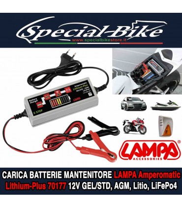 Carica Batterie Mantenitore LAMPA AMPEROMATIC LITHIUM-PLUS 12V GEL/STD, AGM, Litio, LiFePo4