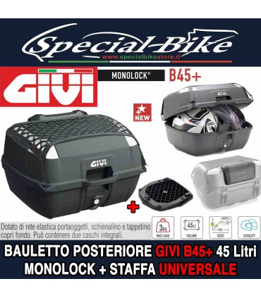 Bauletto Top Case MONOLOCK Moto / Scooter GIVI B45+ 45 Litri + Staffa Universale