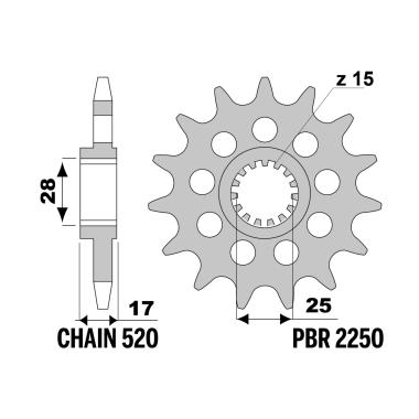 Pignoni ducati 1199 z16 +fori c.520