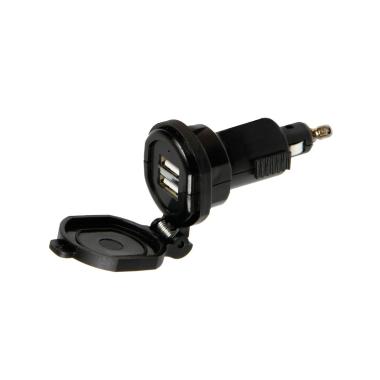Din-Tech, caricabatteria Din 2 porte Usb - Fast Charge - 2700 mA - 12/32V