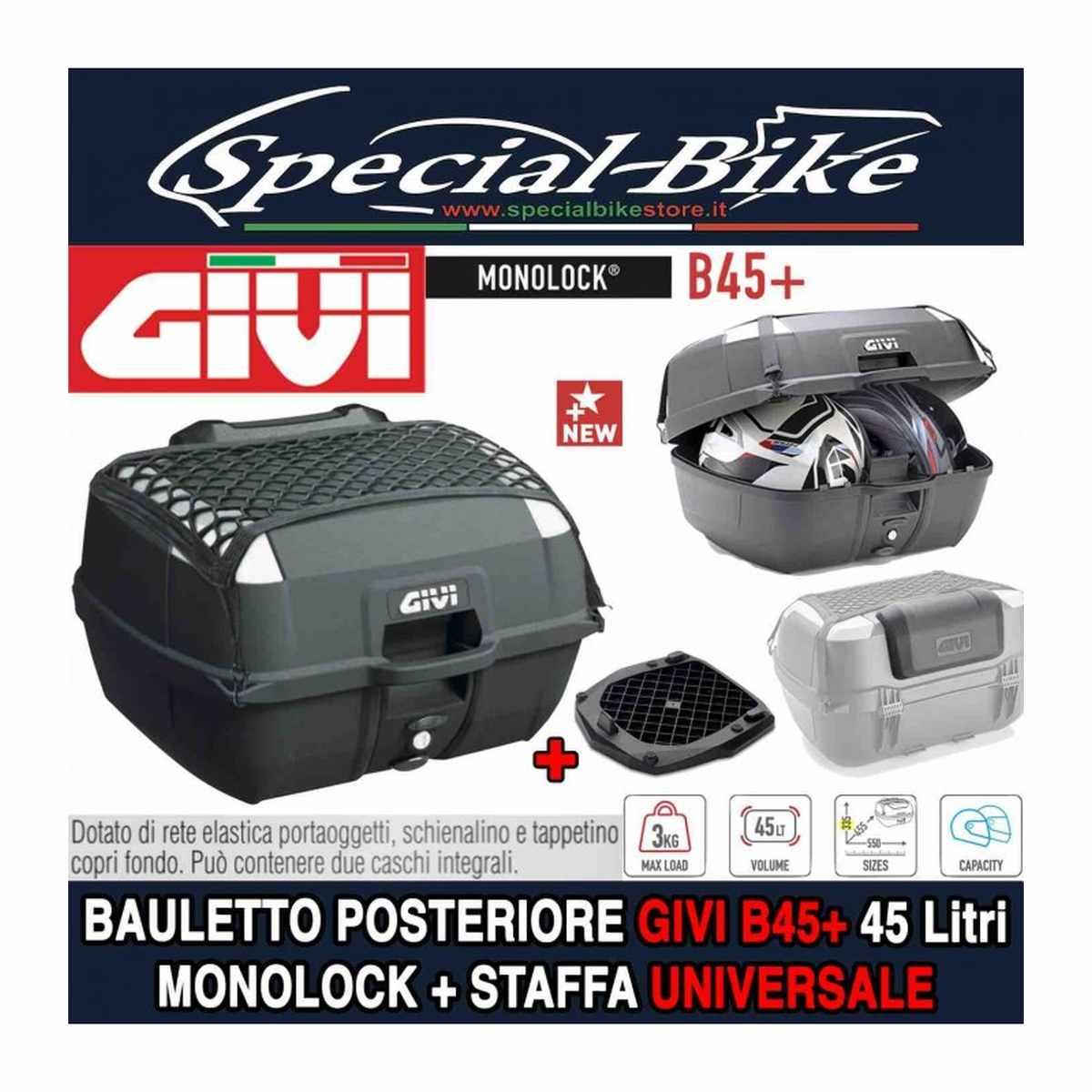 Bauletto monolock 45lt nero